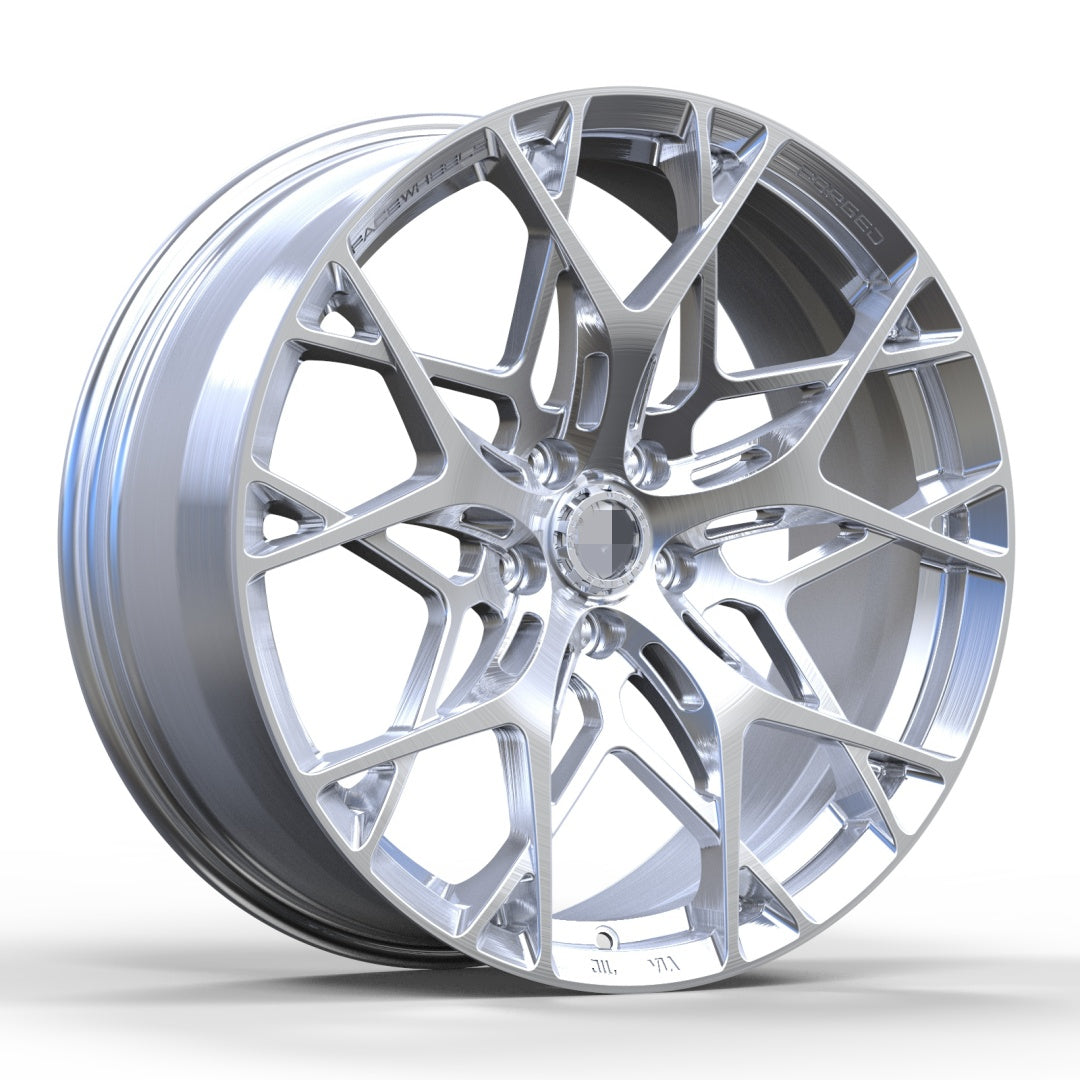 Customizable silver multi spoke forged wheels