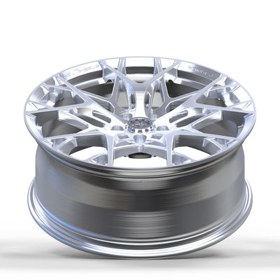 Customizable silver multi spoke forged wheels