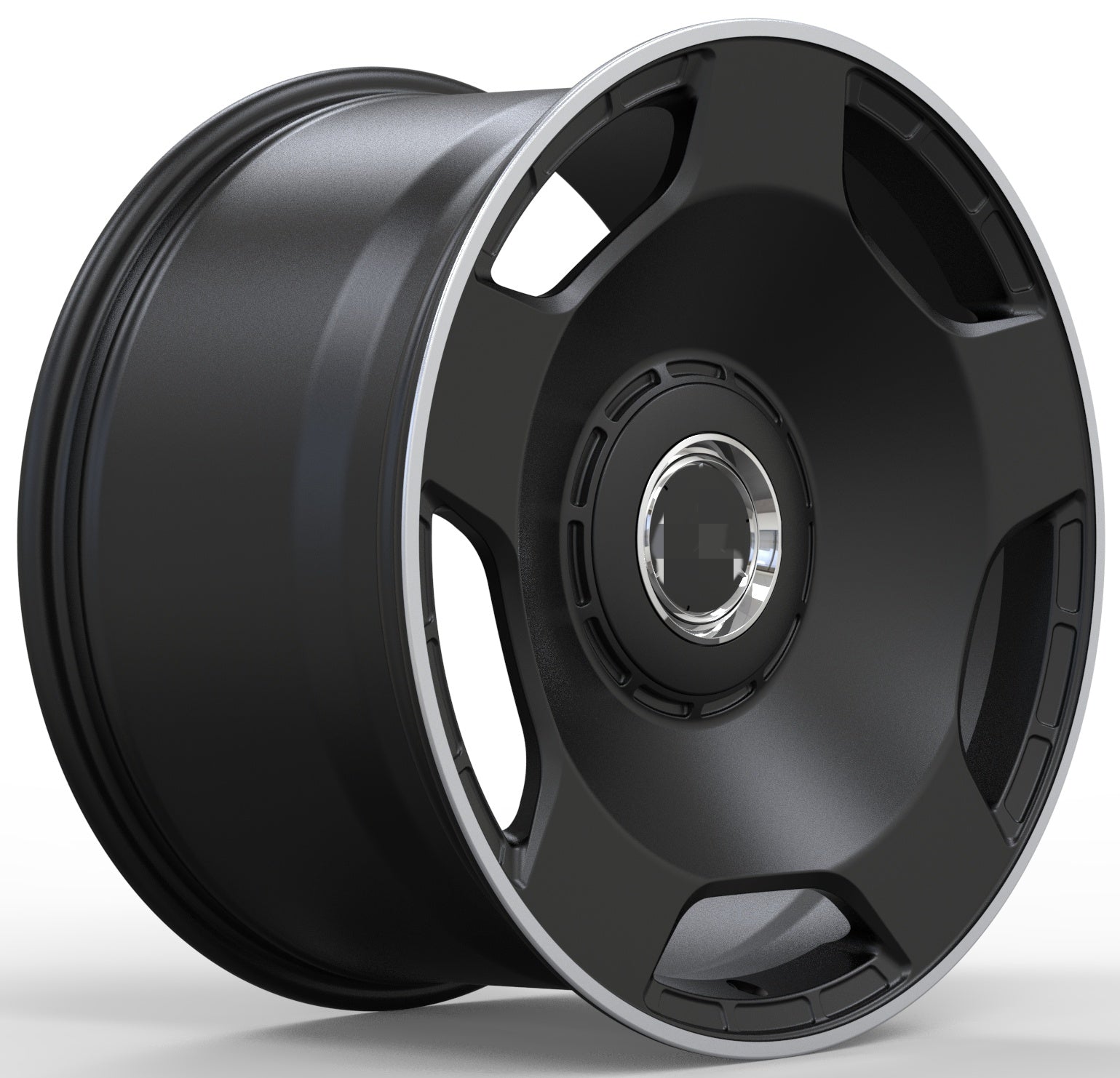 Matte black fully coated forged wheel hub